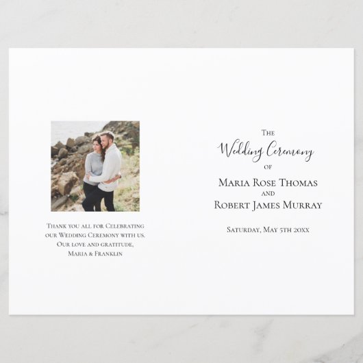 Huwelijksprogramma Eenvoudig Zwart-Wit Script (Voorkant)