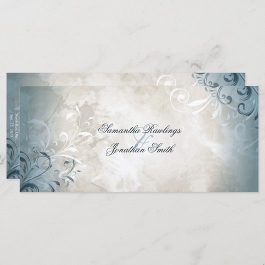 Huwelijksprogramma - Elegant  gebladerte & werveli Programmakaart (Voorkant / Achterkant)