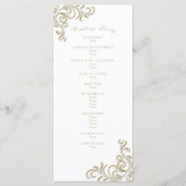 Huwelijksprogramma elegante gouden rol programmakaart (Achterkant)