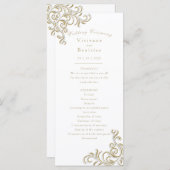 Huwelijksprogramma elegante gouden rol programmakaart (Voorkant / Achterkant)