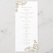 Huwelijksprogramma elegante gouden scroll rand programmakaart (Achterkant)