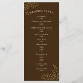 Huwelijksprogramma elegante rustieke gouden rol programmakaart (Achterkant)
