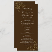 Huwelijksprogramma elegante rustieke gouden rol programmakaart (Voorkant / Achterkant)