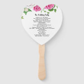 Huwelijksprogramma Fan Bloemen Roze Rozen Handwaaier (Achterkant)