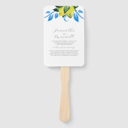 Huwelijksprogramma Fan Botanische Citroenbladeren Handwaaier (Voorkant)