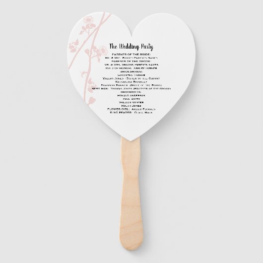 Huwelijksprogramma Fan Floral Blush elke aangepast Handwaaier (Achterkant)