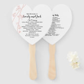 Huwelijksprogramma Fan Floral Blush elke aangepast Handwaaier (Voorkant en achterkant)