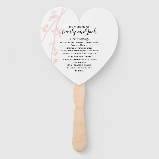 Huwelijksprogramma Fan Floral Blush elke aangepast Handwaaier (Voorkant)