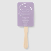 Huwelijksprogramma Fan Lavendel Line Art Handwaaier (Voorkant)