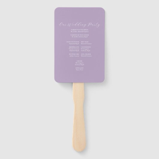 Huwelijksprogramma Fan Lila Classic Monogram Handwaaier (Achterkant)