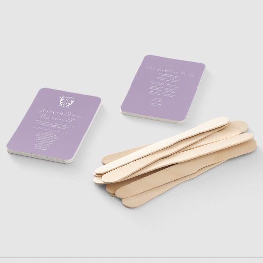 Huwelijksprogramma Fan Lila Classic Monogram Handwaaier (Niet-gemonteerd)