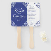 Huwelijksprogramma Fan | Nadine (koningsblauw) 4x6 Handwaaier (Voorkant en achterkant)