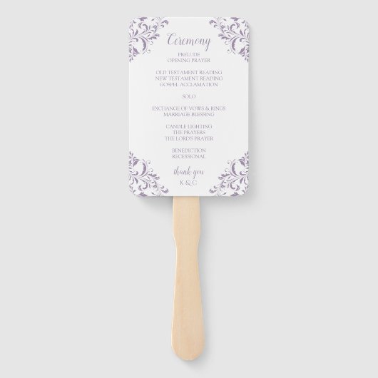 Huwelijksprogramma Fan | Nadine (lavendel) 4x6 Handwaaier (Achterkant)