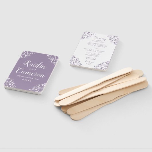 Huwelijksprogramma Fan | Nadine (lavendel) 4x6 Handwaaier (Niet-gemonteerd)