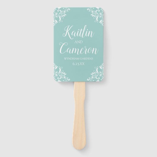 Huwelijksprogramma Fan | Nadine (licht turkoois) 4 Handwaaier (Voorkant)