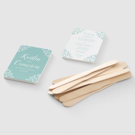 Huwelijksprogramma Fan | Nadine (licht turkoois) 4 Handwaaier (Niet-gemonteerd)