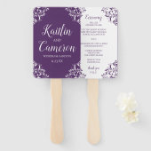 Huwelijksprogramma Fan | Nadine (pruim) 4x6 Handwaaier (Voorkant en achterkant)