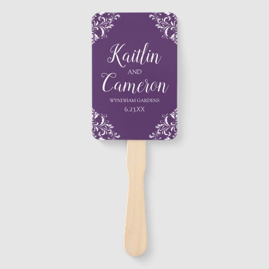 Huwelijksprogramma Fan | Nadine (pruim) 4x6 Handwaaier (Voorkant)