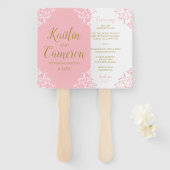Huwelijksprogramma Fan | Nadine (Roze & Goud) 4x6 Handwaaier (Voorkant en achterkant)