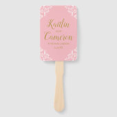 Huwelijksprogramma Fan | Nadine (Roze & Goud) 4x6 Handwaaier (Voorkant)