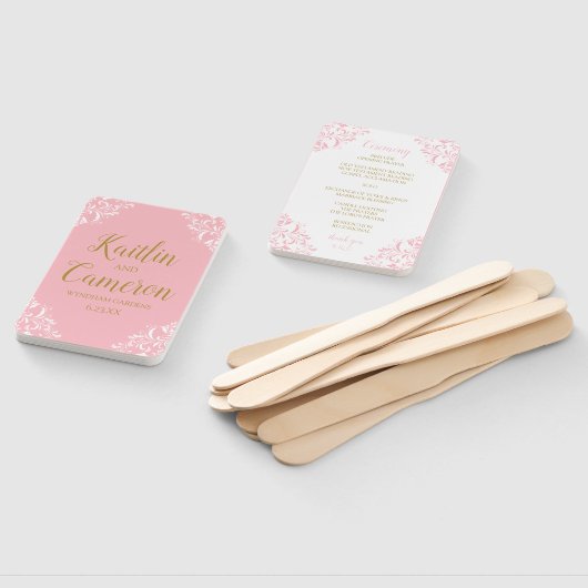 Huwelijksprogramma Fan | Nadine (Roze & Goud) 4x6 Handwaaier (Niet-gemonteerd)