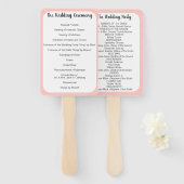 Huwelijksprogramma Fan Om het even welke Aangepast Handwaaier (Voorkant en achterkant)