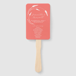 Huwelijksprogramma Fan Peach Line Art Handwaaier