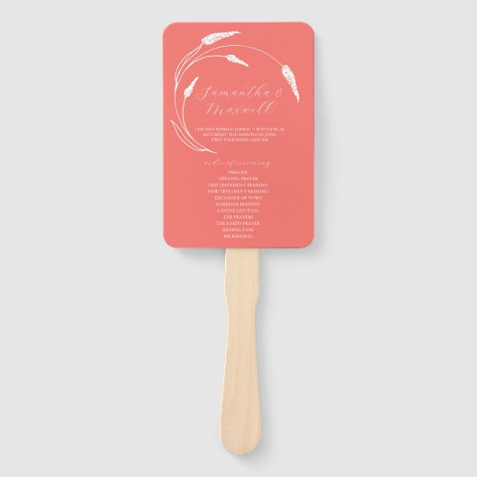 Huwelijksprogramma Fan Peach Line Art Handwaaier (Voorkant)