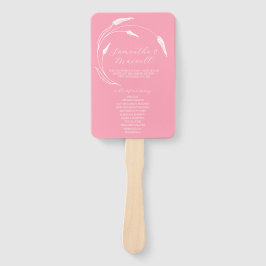Huwelijksprogramma Fan Pink Line Art Handwaaier