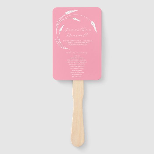 Huwelijksprogramma Fan Pink Line Art Handwaaier (Voorkant)