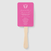 Huwelijksprogramma Fan Sjablonen Floral Monogram Handwaaier (Voorkant)