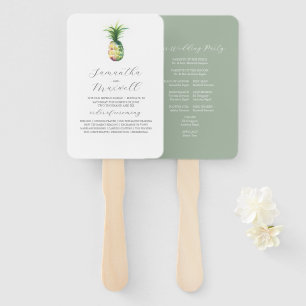 Huwelijksprogramma Fans Waterverf Ananas Handwaaier