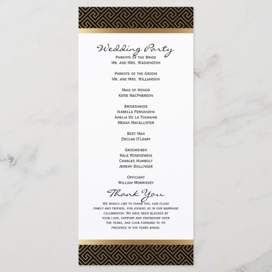 Huwelijksprogramma | Formele Golden Geometric op z Programmakaart (Achterkant)