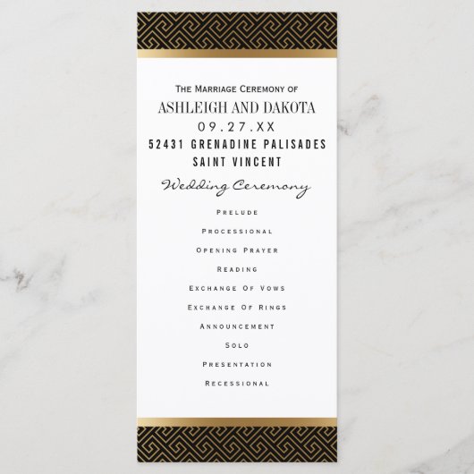 Huwelijksprogramma | Formele Golden Geometric op z Programmakaart (Voorkant)