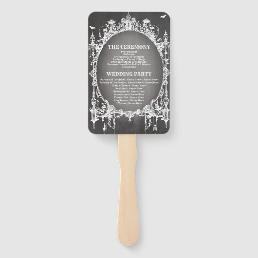 Huwelijksprogramma Hand Fan Halloween Gotisch Lijs Handwaaier (Achterkant)