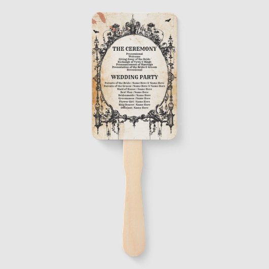 Huwelijksprogramma Hand Fan Halloween Gotisch Lijs Handwaaier (Achterkant)