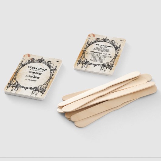 Huwelijksprogramma Hand Fan Halloween Gotisch Lijs Handwaaier (Niet-gemonteerd)