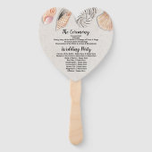 Huwelijksprogramma Hand Fan Shells Ocean Beach Zee Handwaaier (Achterkant)