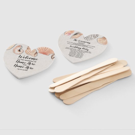 Huwelijksprogramma Hand Fan Shells Ocean Beach Zee Handwaaier (Niet-gemonteerd)