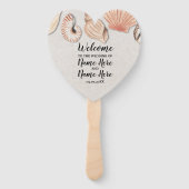 Huwelijksprogramma Hand Fan Shells Ocean Beach Zee Handwaaier (Voorkant)