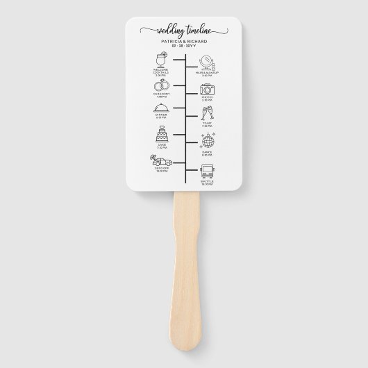 Huwelijksprogramma Handventilator Reisprogramma Mo Handwaaier (Voorkant)