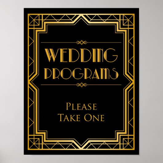 Huwelijksprogramma Huwelijkstekst | Gatsby Art Dec Poster (Voorkant)