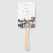Huwelijksprogramma in waterverf van Sevilla Spanje Handwaaier (Voorkant)