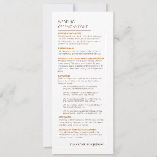 Huwelijksprogramma Kaart (Achterkant)