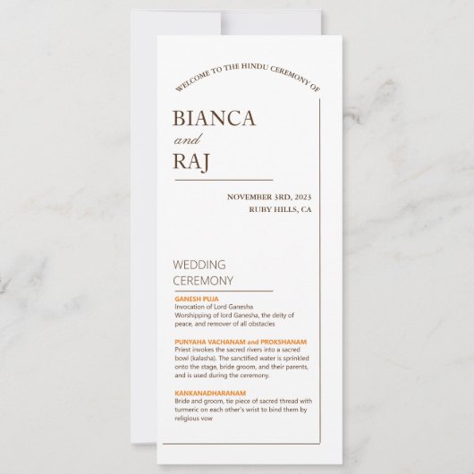 Huwelijksprogramma Kaart (Voorkant)