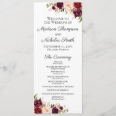 Huwelijksprogramma Kaarten met Marsala & Pink Flow (Voorkant)