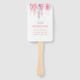 Huwelijksprogramma koraal roze salie groene wijnst handwaaier