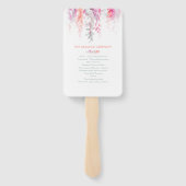 Huwelijksprogramma koraal roze salie groene wijnst handwaaier (Achterkant)