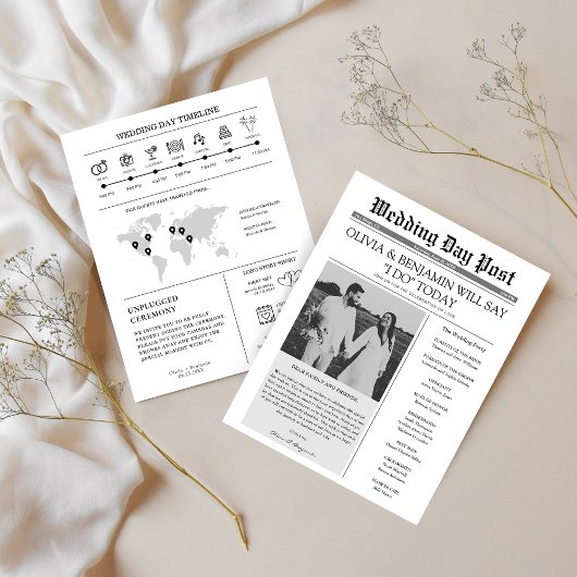 Huwelijksprogramma Krant Tijdlijn Flyer