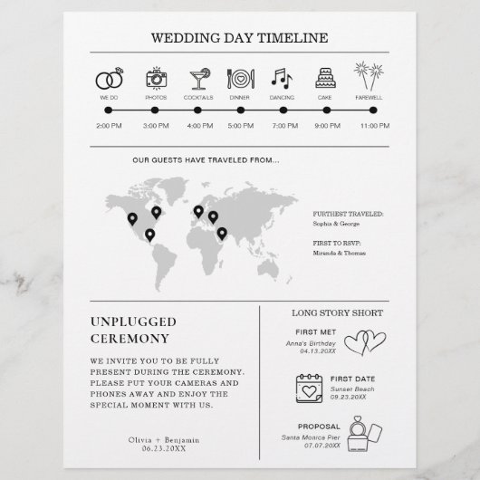 Huwelijksprogramma Krant Tijdlijn Flyer (Achterkant)